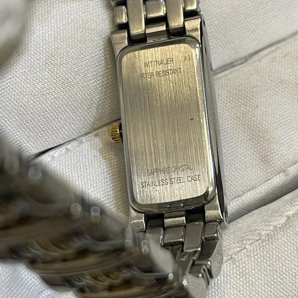 Wittnauer 1990s Ladies Quartz Two-Tone Bangle Watch Tank  display picture 2